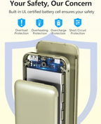 Portable Charger Power Bank with Built-in Cable & AC Plug, 10000mAh Fast USB-C Charger, Slim Mini Battery for iPhone 16/15/14/13/Pro/Max & All USB-C Devices