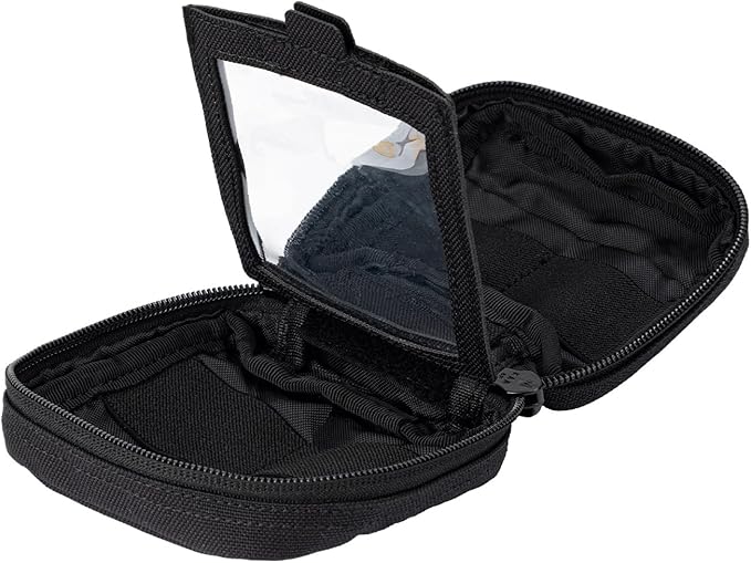 Small MED Kits Holder Duty Belt Gloves Pouch MOLLE Tactical Vest Nasal Spray Case Compact IFAK Carrier Backpack Wallet Cards Knife Gadgets Mini EDC Organizer Bag w/Removeable Clear ID Pocket