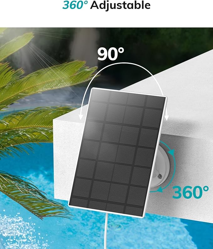 ZUMIMALL 3W Solar Panel for Security Camera Wireless Outdoor, IP66 Waterproof Solar Panel with 10ft Type C Cable, Suitable for All Security Camera (Type C Port)