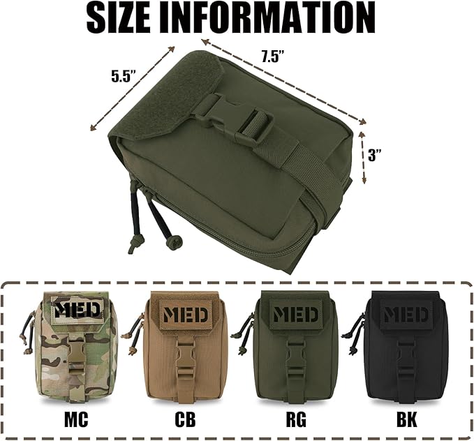 PETAC GEAR Tactical Rip Away Medical IFAK Pouch Tear Off First Aid EDC Pouches Molle & Belt Outdoor Emergency Survival Bag