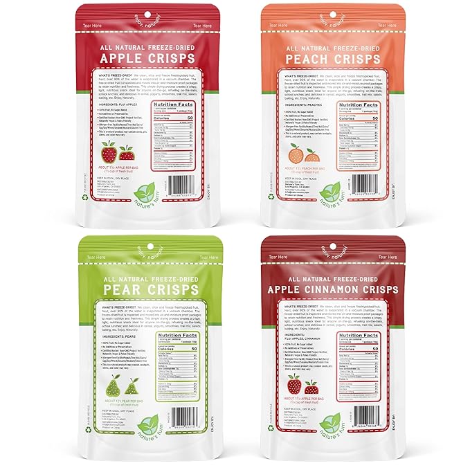 Nature’s Turn Freeze-Dried Fruit Crisps –Healthy, Gluten-Free,Crispy & Delicious,Plant-Based Snack,Ideal for Cereal, Smoothies, School Lunches, & On-the-Go, Orchard Variety Pack of 16(0.53 oz Each)
