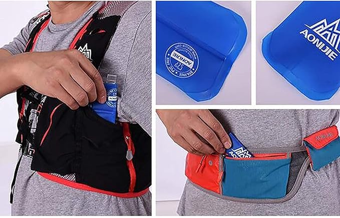 AONIJIE 2Pack of Soft Soft Folding Hydration Bottle Water Collapsible Flask BPA-Free Bottles (500ml without straws)