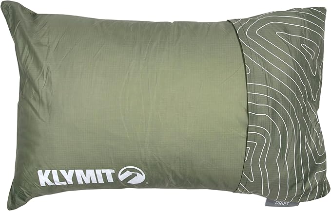 Klymit Drift Camping Pillow, Shredded Memory Foam Travel Pillow with Reversible Cover for Outdoor Use, Green, Large