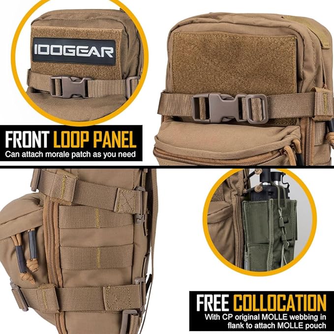 IDOGEAR Mini Tactical MOLLE Hydration Pack Water Reservoir Bag Outdoor Water Bladder Carrier Pack for Tactical Vest Backpack