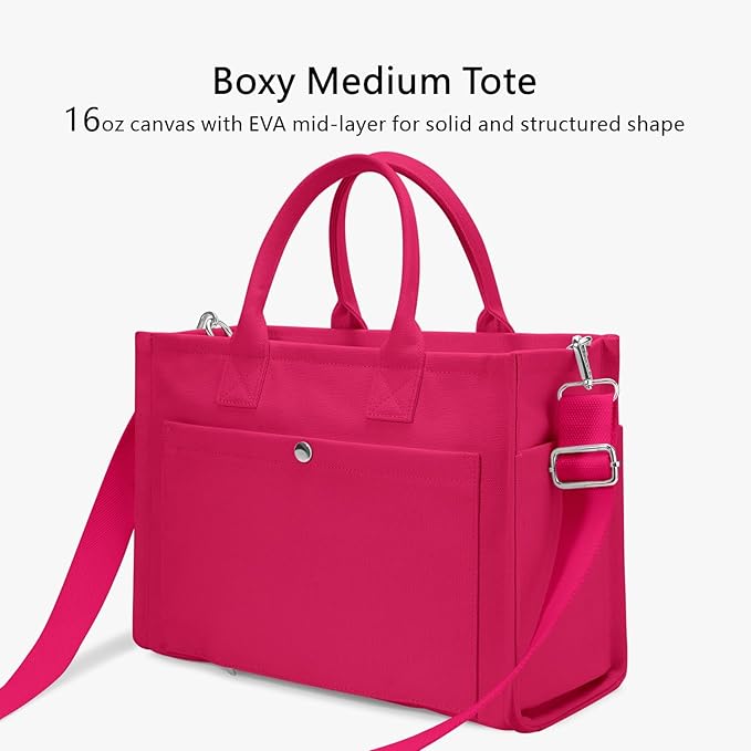 TOPDesign Heavy-Duty Canvas Tote Bag for Women, Adjustable Crossbody/Shoulder Handbag with 9 Pockets, Everything Tote