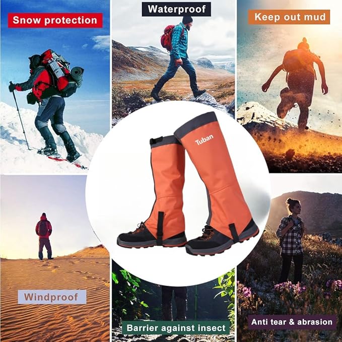 Waterproof Gaiters,Hiking Gaiters,Lightweight Adjustable Leg Gaiters for Men Women,Available in All Seasons,Hiking,Skiing,Mountain Climbing,etc.