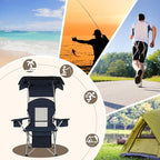 BDL Camping Chair with Canopy Shade Portable Folding Beach Chairs with Cooler, Mesh Backrest, Cup Holder, and Pocket for Camping, Fishing, Beach, and Sports,Blue