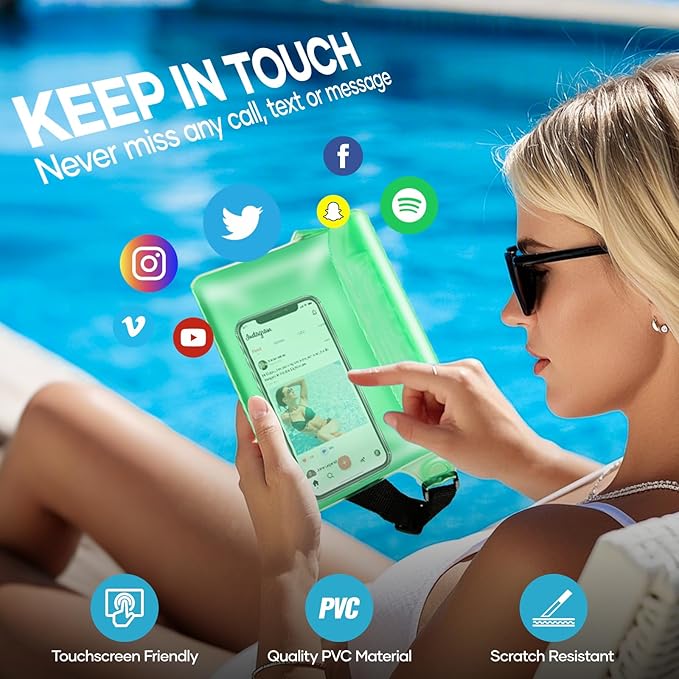 Waterproof Bag for Beach, Waterproof Pouch for Phone Passport Purse, Fanny Packs for Women, Floating Dry Bags for Cruise Ship Travel Water Park Surfing Boating Fishing Kayaking Pool Accessories