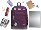 Swissdigital Design Big Student Laptop Backpack with Fun Personalized Patches For College Boy & Girl, Middle High School Teen Bookbag Cool Travel Daypack Purple - Includes 3 Patches | SD1718-51