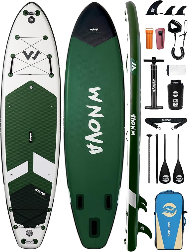 11'6"x35" Extra Wide Stand Up Paddle Board Inflatable for All Levels, 430LBS Capacity SUP Paddleboard with Complete Accessories, Double Acton Pump, Blow Up Paddle Board for Family