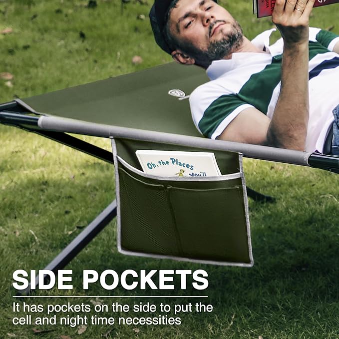 EVER ADVANCED Extra Wide Camping Cot for Adults Oversized XXL Sleeping Cots Folding Cot Bed with Carry Bag, 84.3" L x 41.9" W, Support to 550 lbs