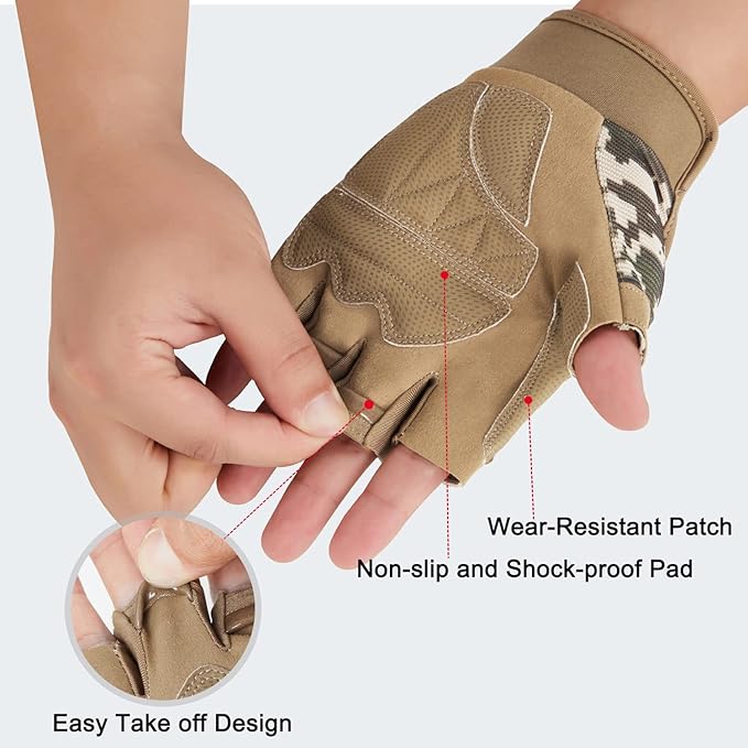 FIORETTO Fingerless Gloves for Airsoft Shooting Half Finger Hunting Hiking Cycling Driving Motorcycle Climbing Work Gloves M210603