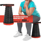 2PCS Upgraded Collapsible Stool Thickened Set, Portable Stool Folding Stools, Foldable Chair for Camping Fishing Hiking BBQ and Outdoor Activities - Max 400lbs（Red）