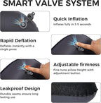 ATEPA Inflatable Camping Pillow, Ultralight Waterproof Travel Pillow with Ergonomic Support & Leak-Proof Air Valve, Compact Portable Pillow for Hiking Backpacking Tent Airplane Beach, Black