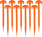 Spiral Plastic Tent Stakes 15 Pack - 10 Inch Heavy Duty Beach Tent Pegs Canopy Stakes - Essential Gear for Camping, Backpacking, Gardening and More