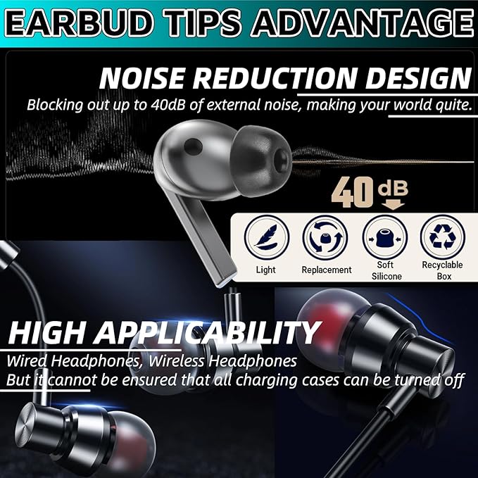 Memory Foam Earbud Tips，Replacement Earbud Tips Ear Bud Replacement Tip Memory Foam Ear Tips IEM Ear Tips Earbud Replacement Tips for 4.0mm Connect Hole Most in-Ear Headphones (S/M/L Total 3 Pairs)