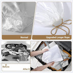 Ewen 12 Pack Satin Dustbags with Drawstring, Small Medium Large Dustproof Packing Pouch with Blank Tags Set for Travel Essentials, White Dust Bags for Handbags Closet Storage Shoes Purse Organization