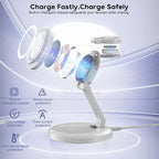 3 in 1 Foldable Magnetic Wireless Charging Station,iPhone Mag-Safe Charger,15W Fast MagSafe Charger Stand for Apple iPhone16Pro Max/16 Pro/15 ProMax/14/13/12,Apple Watch Ultra/2/SE to S9,AirPods Pro 3