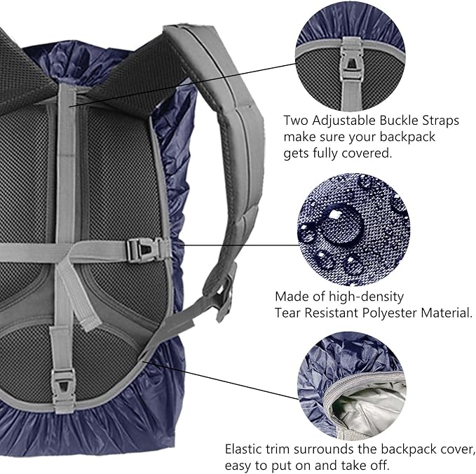 Frelaxy Waterproof Backpack Rain Cover, 10000mm Waterproof Level, Upgraded Ultra-Strong Multilayer Structure, Antislip Cross Buckle Strap, Ultralight Compact Portable, for Hiking, Camping, Traveling