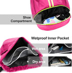 Hoedia Sports Drawstring Backpack - String Swim Gym Bag with Shoes Compartment and Wet Proof Pocket for Women and Men