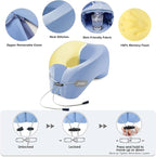 Neck Pillow Airplane, 2025 Upgraded Memory Foam Travel Pillow for International Flights, Adjustable Clasp, Storage Bag, Advanced Neck Support for Road Trips, Home, Office, and Gaming