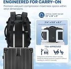 Fanwoli Vacuum Travel Backpack, Carry On Luggage with TSA Lock & Anti Theft Zipper, Expandable Airback with Compression Pump, Waterproof Laptop Bag Ideal for Flight & Business