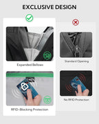 WATERFLY Fanny Pack Waist Bag: Large RFID Blocking Crossbody Bags with Multi-Pockets, Breathable Casual Anti-Theft Hip Pouch for Women Men Traveling Walking Hiking-Black