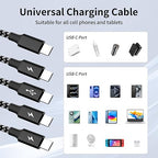 USB C Splitter Multi Charging Cable 2Pack, Dual Type C Charger Cord,4 in 1 Multiple Nylon Braided Cable with 4 Type-C Connectors Compatible with iPhone 17 16 Pro Max/Galaxy/Tablets/Google-5FT.