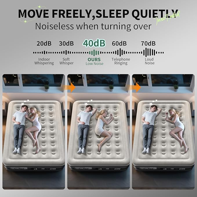 InnoTruth Air Mattress Queen with Built in Pump, Inflatable Mattress Blow up Mattress, Family Choice Award Winner, 18" Colchones Inflables Foldable Air Bed for Guest & Home, Ideal for Camping, 650lbs
