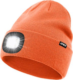 ATNKE LED Lighted Beanie Hat,USB Rechargeable 4 LED Running Headlamp Bright Cap with The Light Gifts for Men and Women