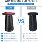 Upgraded Square Folding Stool, Max Load Capacity 485lbs, Portable Collapsible Stool Seat, Telescoping Foldable Stool, Retractable Stool for Adult Camping Fishing Outdoor BBQ