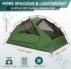Clostnature Taurus 2 Person Backpacking Tent - Lightweight Two Person Tent for Backpacking, Easy Set Up Waterproof Camping Tent for Adults, Kids, Scouts, Large Size Outdoor, Hiking Gear