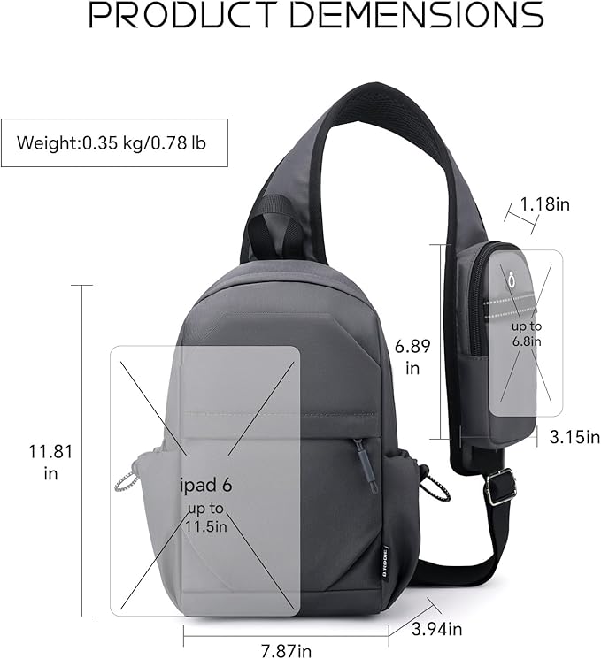 Crossbody Sling Bag Casual Shoulder Hiking Backpack with Convertible Shoulder Strap for Travel Hiking Shopping Leisure Sport