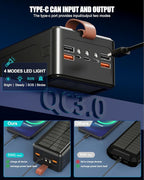 Portable Charger 90000mAh Power Bank High Capacity with Solar Charger - 35W Fast Charging Wireless Charger Battery Pack for Camping, Travel, Emergencies, Tech Devices | 7-Port PD/USB-C, LED Flashlight