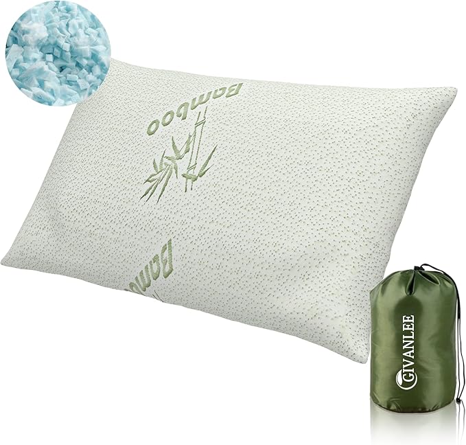 Small Camping Pillow for Sleeping,Shredded Memory Foam Travel Pillow Compact & Packable with Storage Bag,Soft Cover,Small Pillow for Backpacking Hiking Gear & Accessories