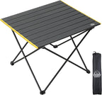 Portable Folding Camping Table, Large Compact Aluminum Beach Picnic Table, Lightweight Collapsible Outdoor Camp Tables That Folds & Rolls Up, Beach Gear Essentials Camp Accessories, Black