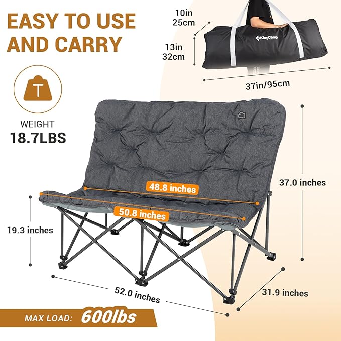 KingCamp Butterfly Chair Oversized XL Camping Chairs for Adults Padded Folding Comfy Camp Chairs 300lbs Heavy Duty with High Back for Bedroom Living Room Dorm Rooms Outdoor Patio Lawn