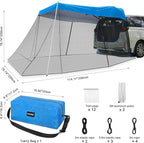 G4Free Car Awning Sun Shelter with Mosquito Net, Portable SUV Tent Tailgate Shade Car Canopy for Outdoor Camping Travel (Blue)