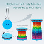 Upgraded Portable Foldable Stool,Folding Camp Stool,Lightweight Sturdy 400lbs Load Capacity Collapsible seat Height Adjustable for Fishing Hiking Picnic Hunting Party BBQ Indoor (Rainbow)