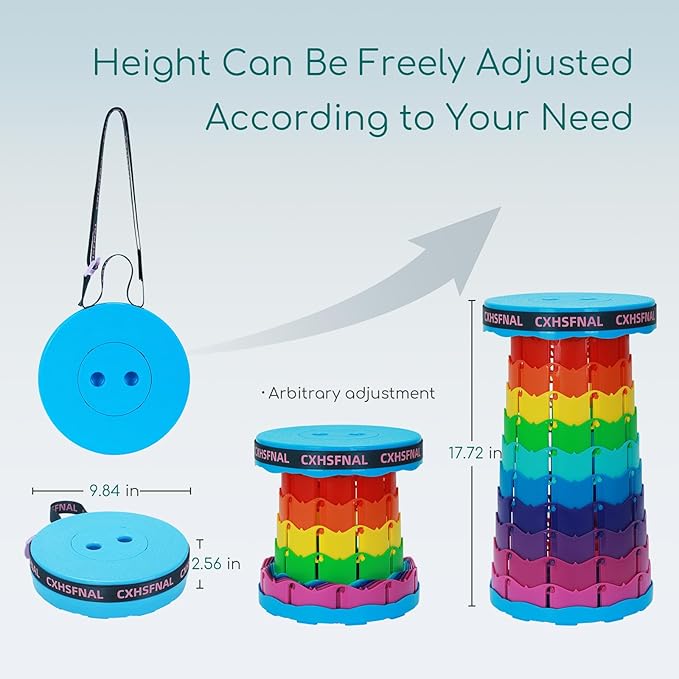 Upgraded 2 Pack Portable Collapsible Stool,Folding Camp Stool for Adults,Lightweight Sturdy 400lbs Load Capacity Retractable for Fishing Hiking Camping Gardening Hunting BBQ(Rainbow)