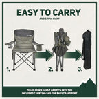 OUTSIDER Oversized Camping Folding Chair, Heavy Duty 500 LBS Portable Foldable Outdoor Chair Camp Chair with Cup Holder and Cooler Bag for Camping, Travel,Fishing, Lawn, Patio