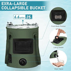 Portable Camping Shower, Pop Up Shower Privacy Tent Kit with LED Lights, 4500mAh Rechargeable Shower Pump, Filtered Shower Head & 7.4 Gallons Foldable Bucket, Outdoor Shower for Hiking Beach, Travel