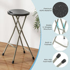 Goplus Folding Stool, Extra Tall 28 inch Foldable Camping Stool for Adults with 550 lb Capacity, Portable Plastic Fold up Stool, Collapsible Round Stool with Handle for Fishing Hiking Gardening