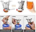 Odoland 16pcs Camping Cookware Set with Folding Camping Stove, Non-Stick Lightweight Pot Pan Kettle Set with Stainless Steel Cups Plates Forks Knives Spoons for Camping Backpacking Outdoor Picnic