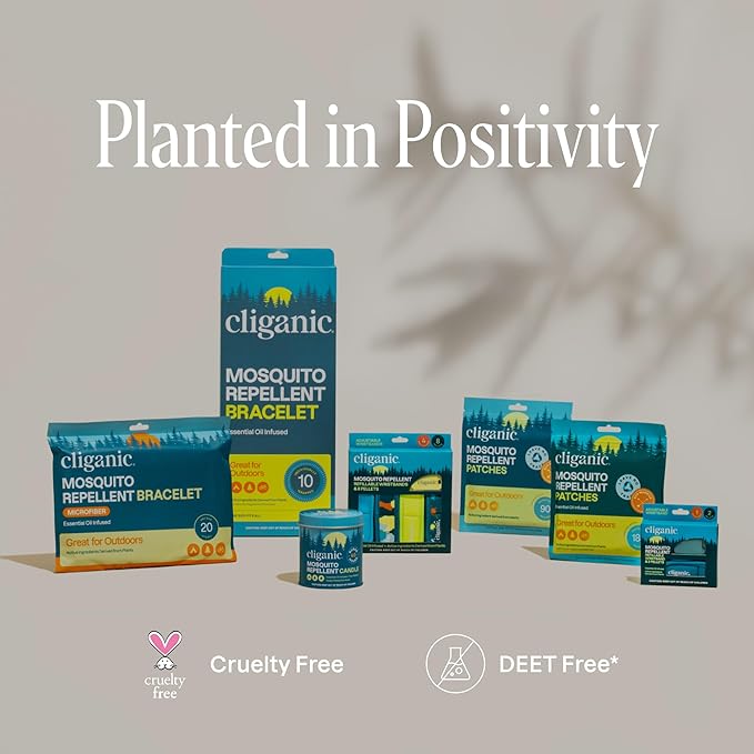 Cliganic Mosquito Repellent Pack (1 Clip + 2 Refill Pellets) - Natural DEET-Free, Essential Oil Infused