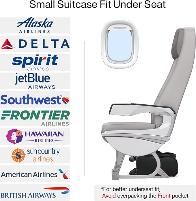 Hanke Underseat Carry On Luggage with Wheels, Spinner Small Suitcase, 16-Inch Rolling Under Seat Luggage, Softside Lightweight Carry On Bag for Airplane TSA Travel Personal Item, Black