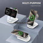 2026 Traveling Wireless Mag-Safe Fast Charging Station,Magnetic 3 in 1 Charger with Light for iPhone 16 15 14 13 12 Pro Max Plus,Apple Watch Series & Air pods 4 3 2 Pro-Gifts for Wife & Husband(Blue)