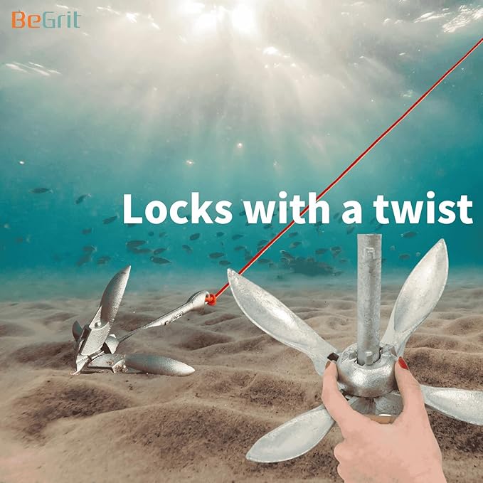 BeGrit Kayak Anchor Small Boat Anchor Folding Marine Anchor for Fishing,Kayak,Paddle Board,Canoe,Jet Ski, with 32.8 ft Anchor Tow Rope Carrying Bag