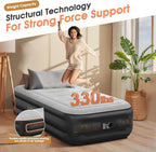 Twin Air Mattress with Built in Pump,18''Inflatable Mattress 2 Mins Self-Inflation/Deflation,XL-Long Blow up Mattress Thicker,Flocked Top Air Bed with Storage Bag for Home, Camping & Guests