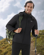 WULFUL Men's Softshell Jacket Waterproof Lightweight Insulated Windbreaker Fleece Lined Rain Shell Jacket for Hiking Travel